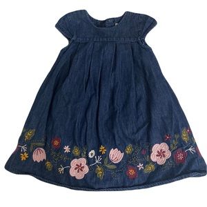 🌸 Flower Embroidery Denim Dress✨